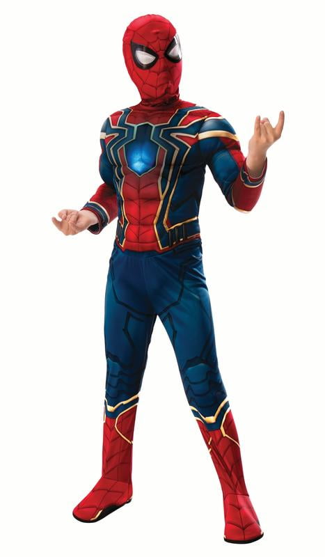 Marvel Deluxe Light Up Iron Spiderman Boy's Halloween Fancy-Dress Costume for Child, L - Walmart.com